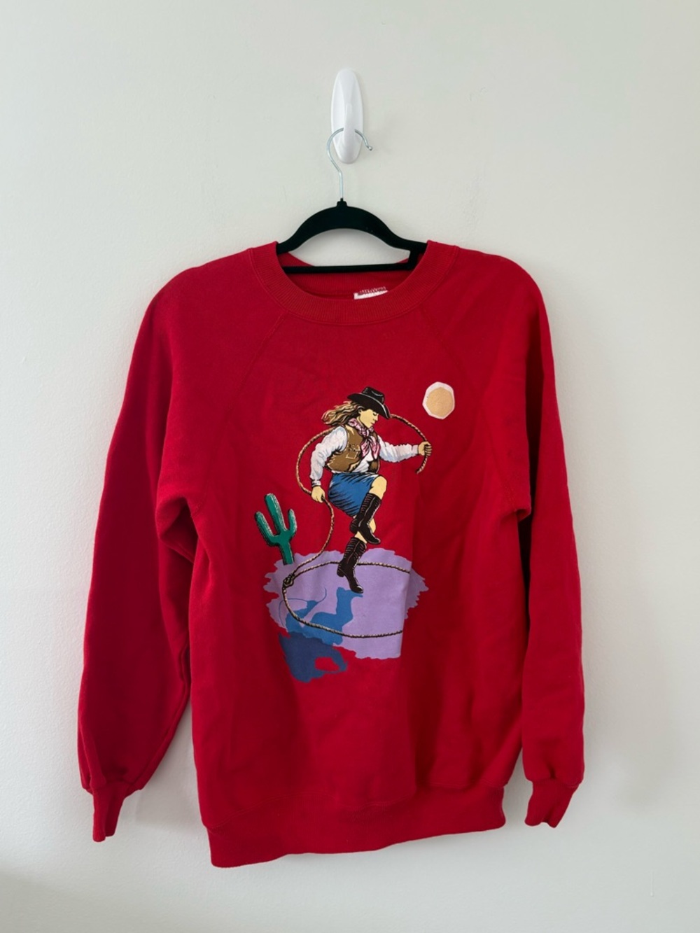 Vintage Western Cowgirl Red Crewneck‎ Large